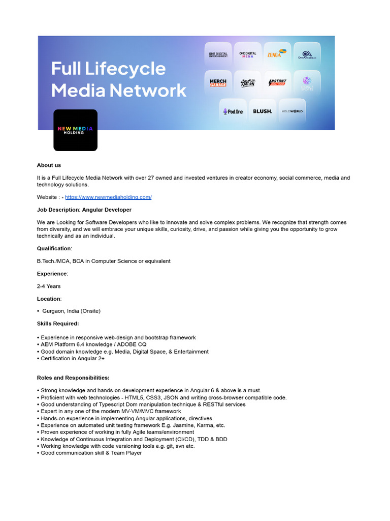 Angular Developer Job in Gurgaon | PDF