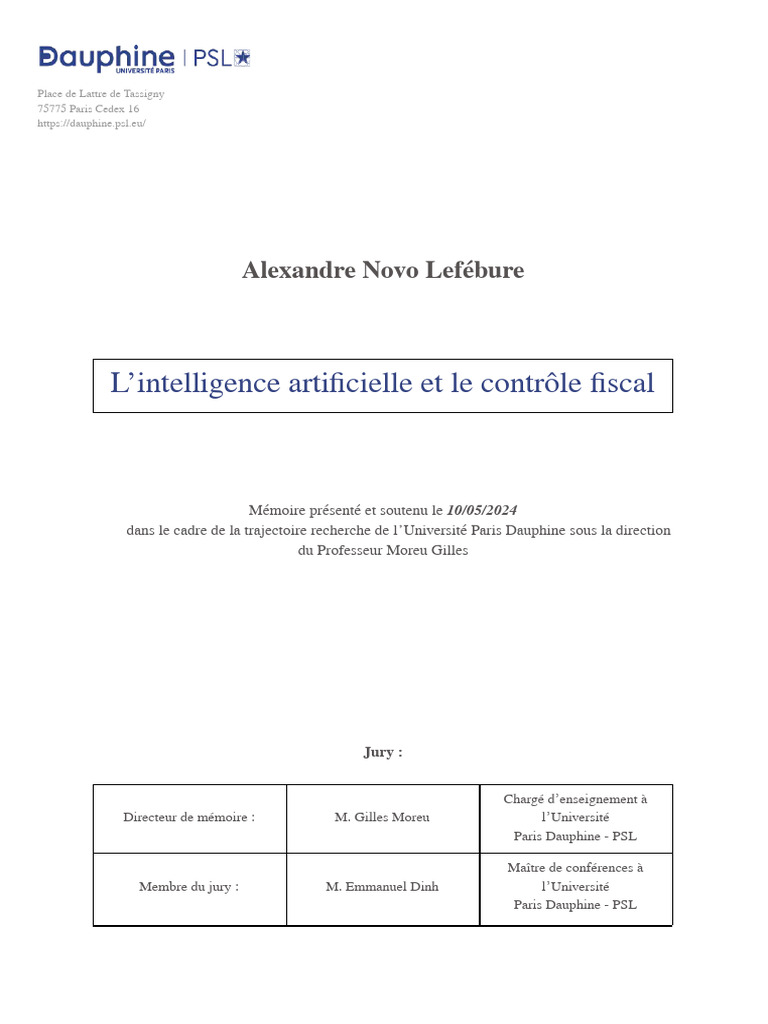 IA et contrôle fiscal : enjeux et impacts | PDF | Impôts | Intelligence ...