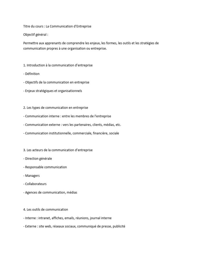 Stratégies de Communication d'Entreprise | PDF | Business | la ...