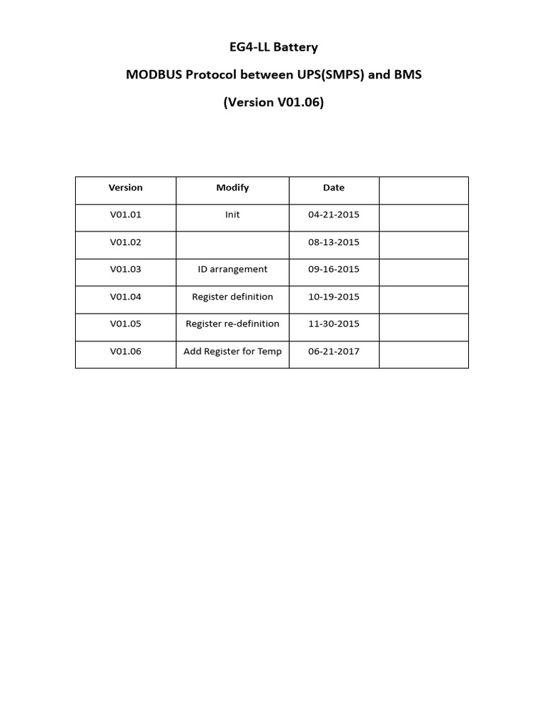EG4-LL Battery MODBUS Protocol Guide | PDF | Telecommunications | Data ...