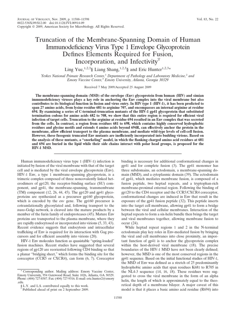 HIV-1 Envelope Glycoprotein MSD Study | PDF | Hiv | Macromolecules