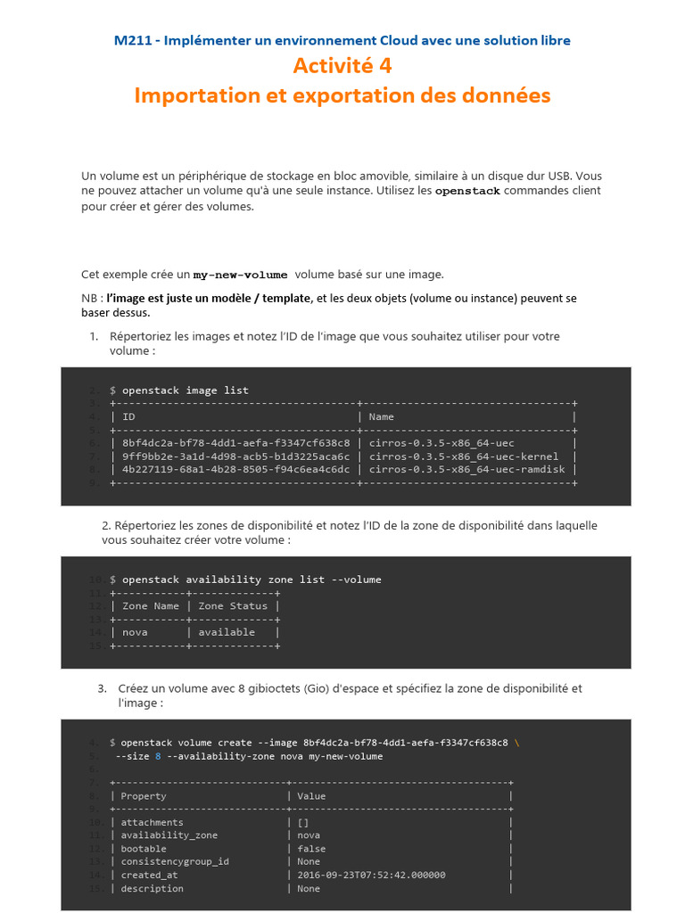 Création et gestion de volumes OpenStack | PDF | OpenStack ...