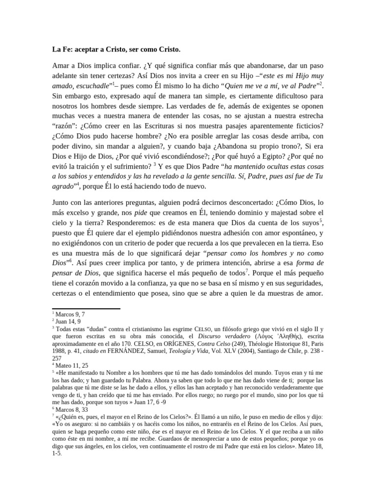 Amar A Dios Implica Confiar | PDF | Fe | Cristo (título)