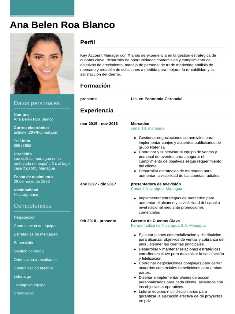 Perfil Profesional de Ana Belen Roa Blanco | PDF | Marketing | Business