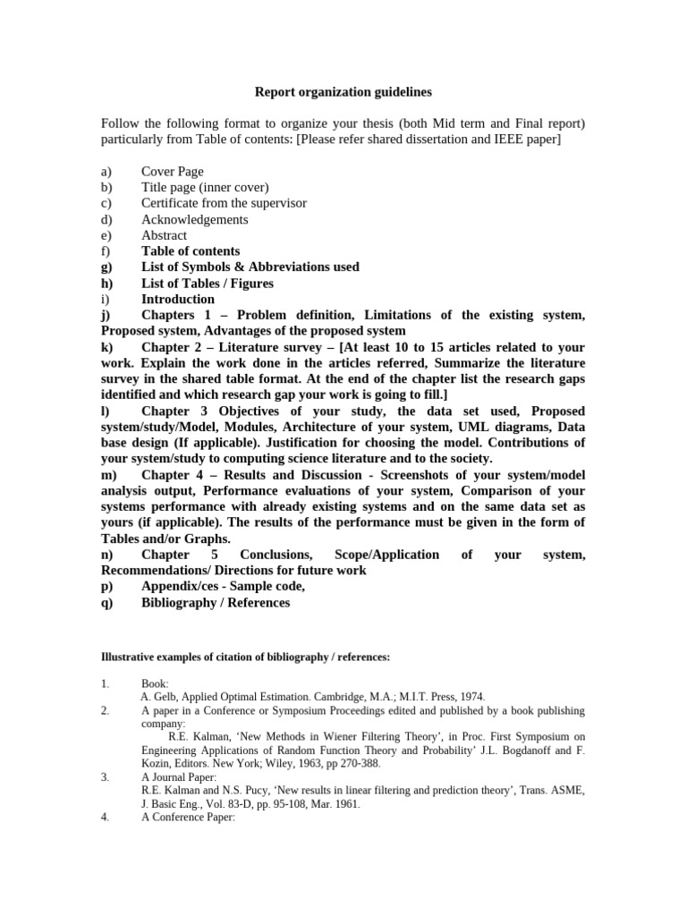 Thesis Report Organization Guide | PDF | System | Thesis