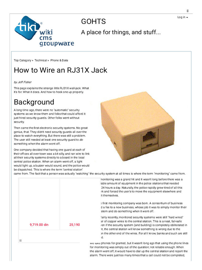 Wiring Guide for RJ31X Jack | PDF | Electrical Connector | Digital ...