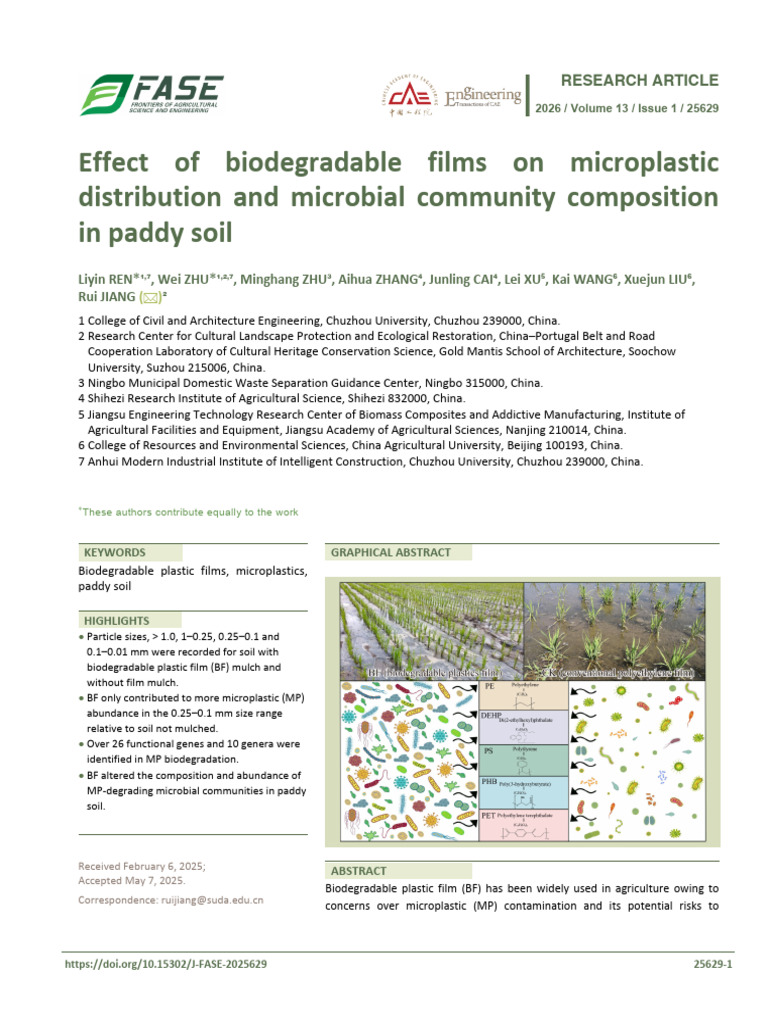 Effect of Biodegradable Films on Microplastic Distribution and ...