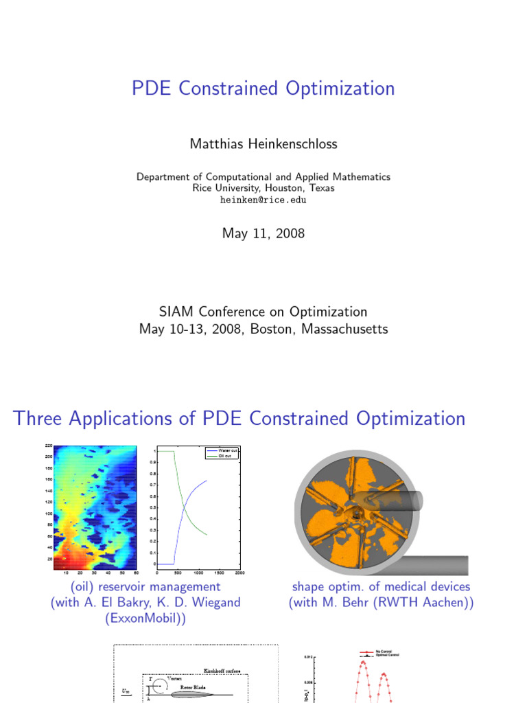 PDE Constrained Optimization Techniques | PDF | Mathematical ...