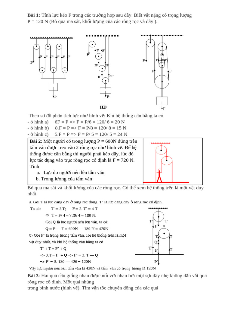 Bài tập về ròng rọc | PDF