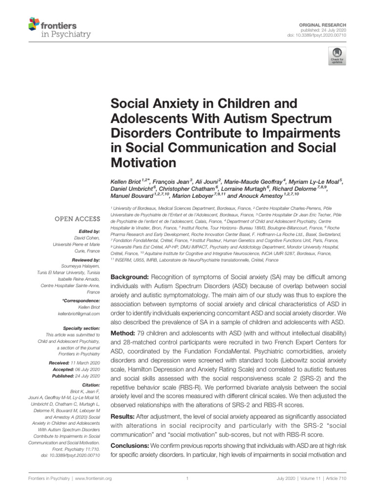 Social ith Autism Spectrum Disorders… | PDF | Autism | Mental Disorder