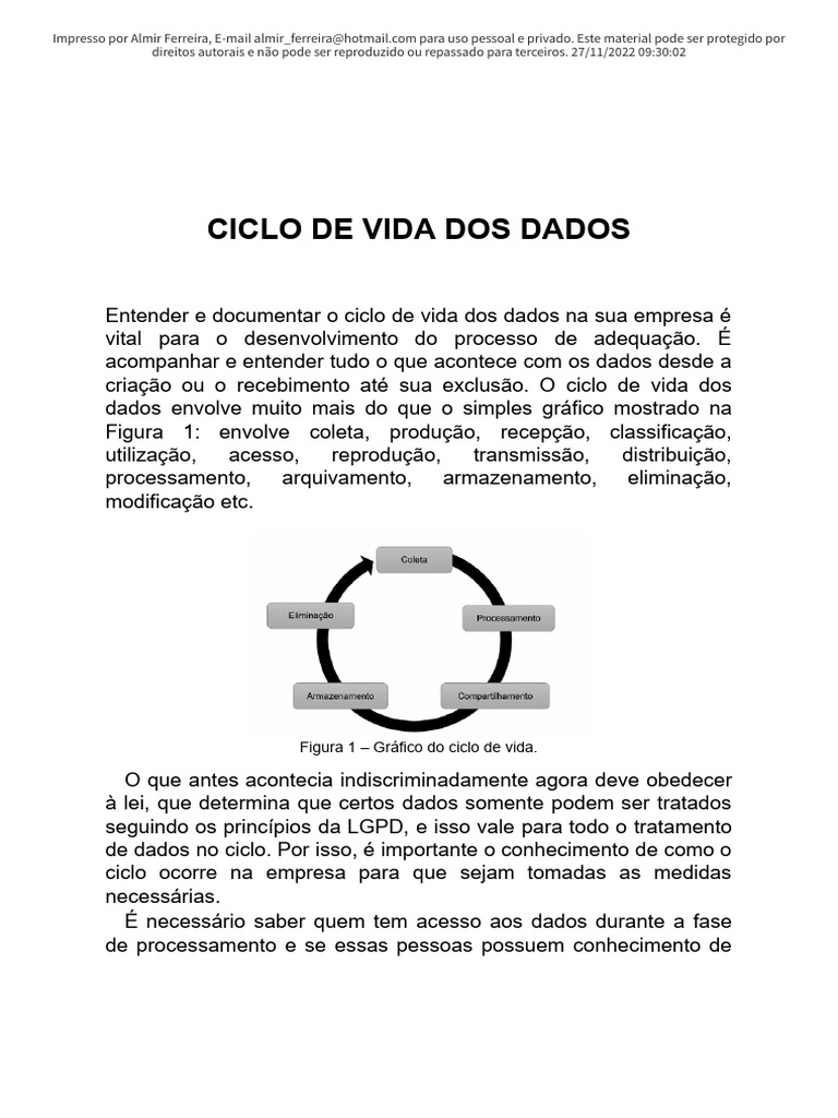 Ciclo de Vida dos Dados e LGPD | PDF | Cópia de segurança