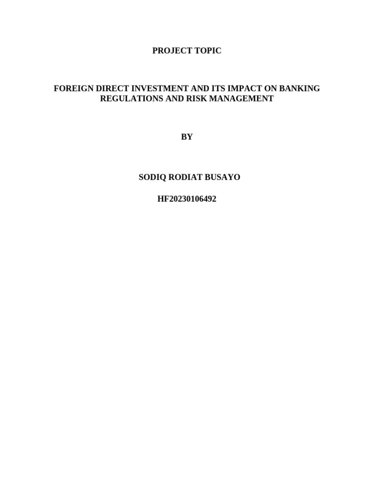 Impact of FDI on Banking Regulations | PDF | Foreign Direct Investment ...