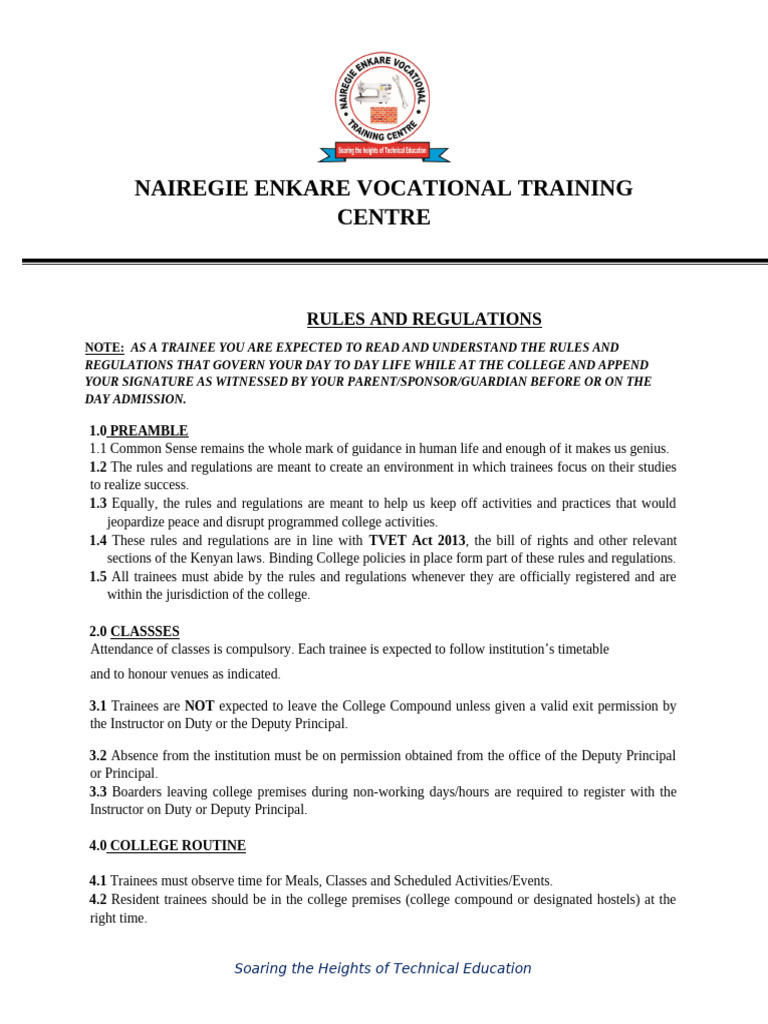 Nairegie Enkare Training Rules Guide | PDF | Justice | Crime & Violence