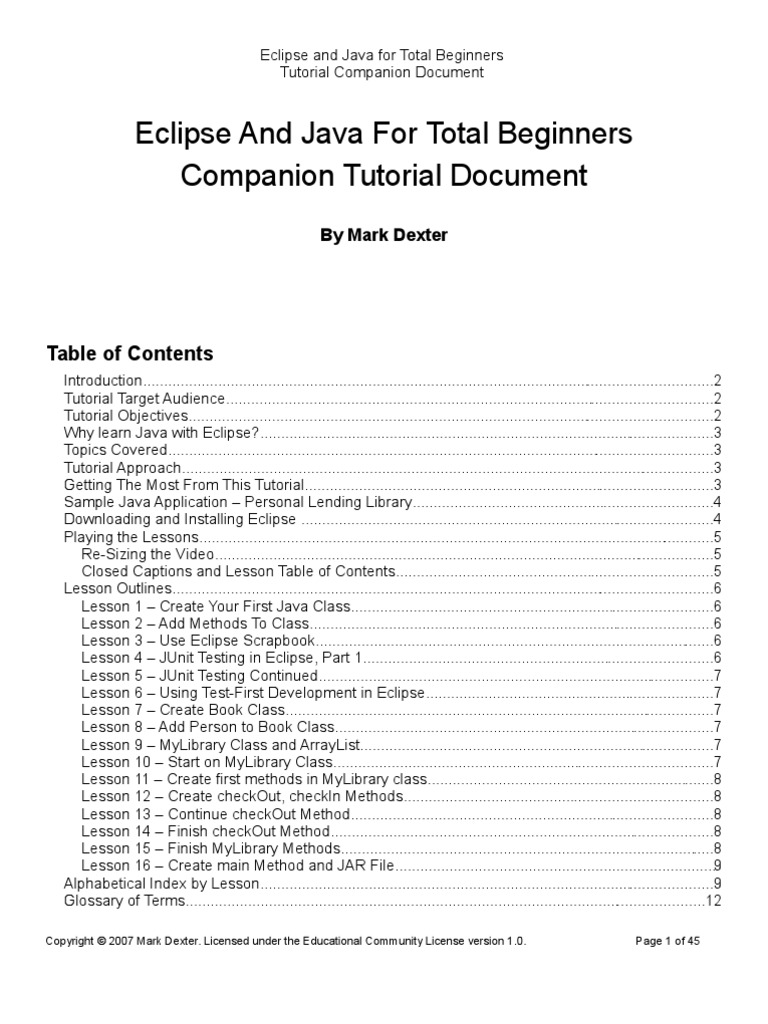 JAVA Eclipse Training Document | PDF | Method (Computer Programming ...