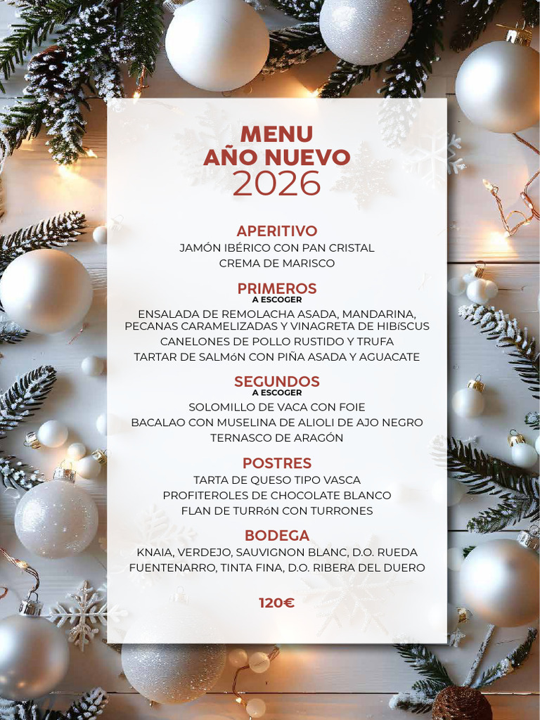 Menú de Año Nuevo 2026: Delicias Gourmet | PDF