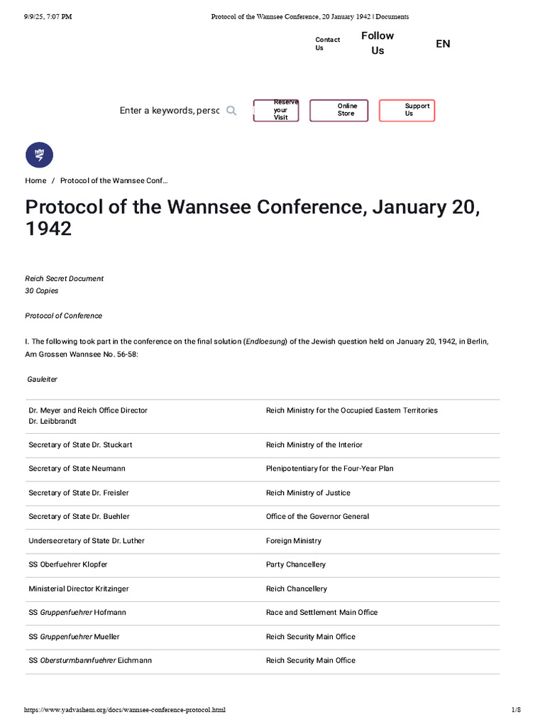 Wannsee Conference Protocol Overview | PDF | Final Solution | Crimes ...