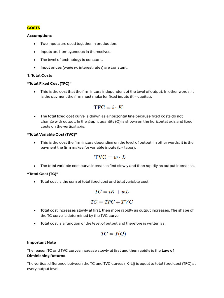 Understanding Production Costs in Economics | PDF | Average Cost ...