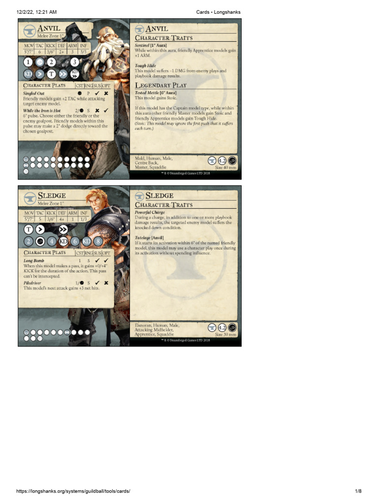 Guild Ball Cards Resource Guide | PDF