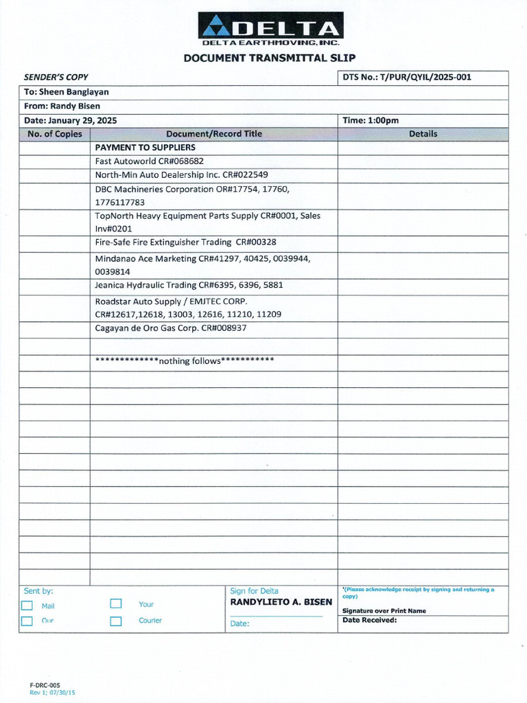 Transmittal 2025-001 | PDF