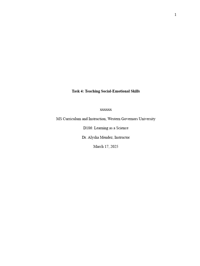Task 4 - Teaching Social-Emotional Skills | PDF | Decision Making ...