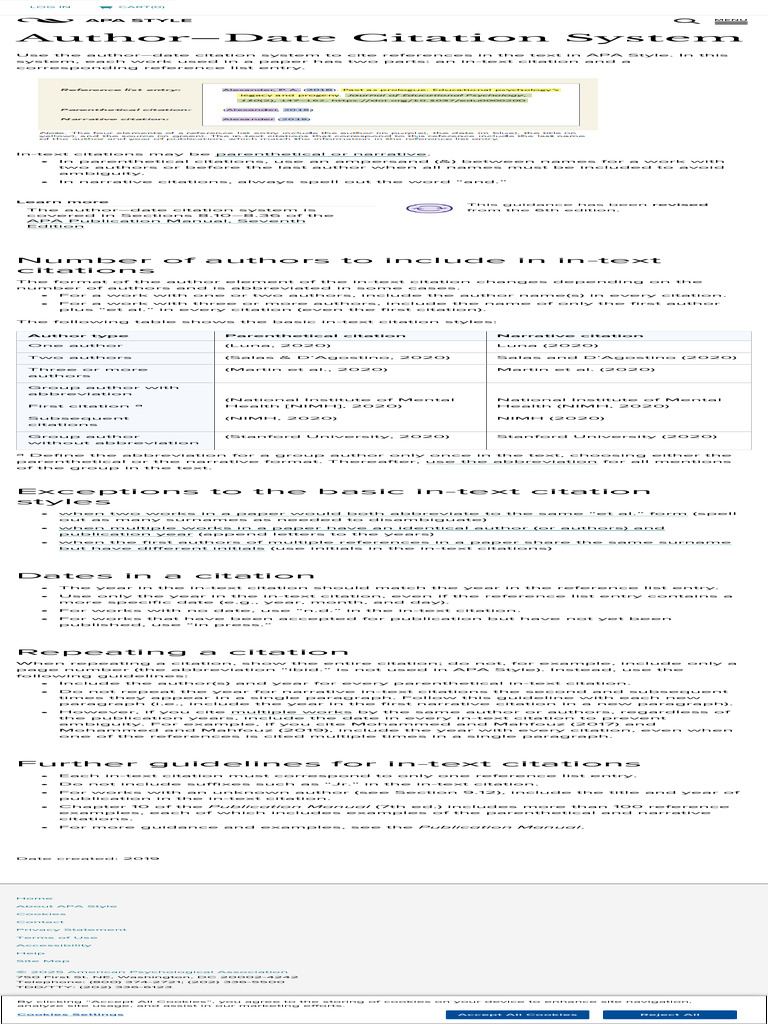 Author–Date Citation System | PDF | Citation | Apa Style