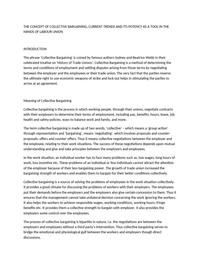 Collective Bargaining: Trends and Impact | PDF | Cost Of Living | Trade ...