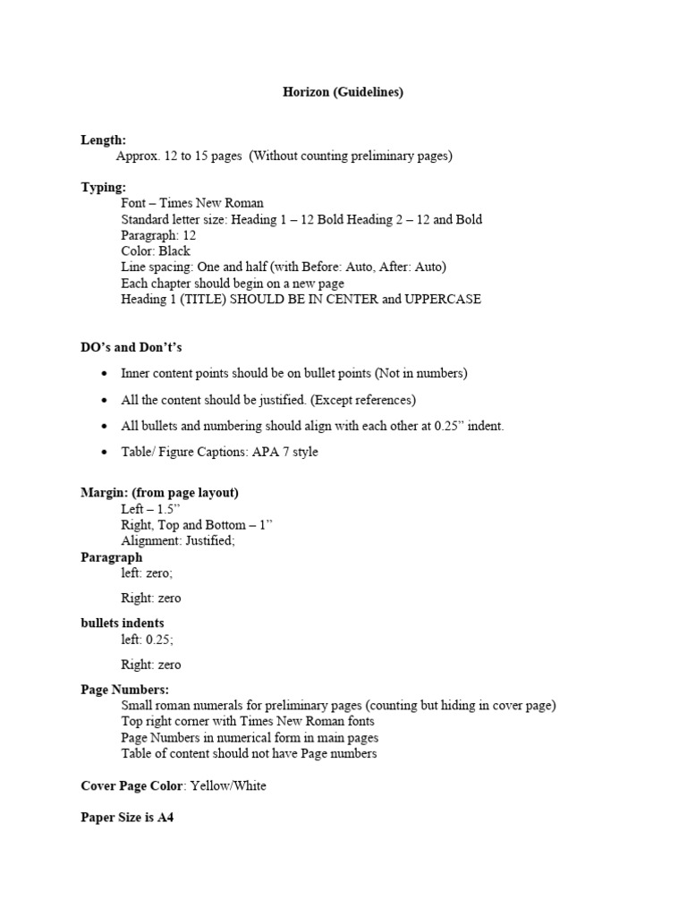 Horizon Document Formatting Guidelines | PDF