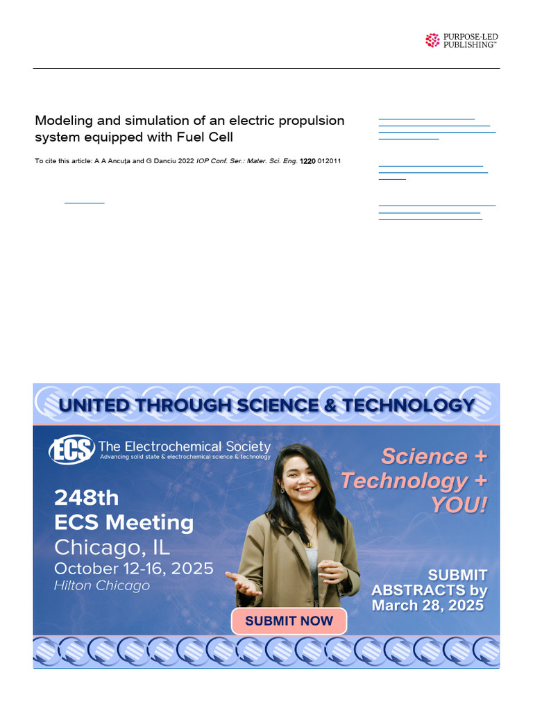 Fuel Cell Electric Propulsion Modeling | PDF | Direct Current | Fuel Cell
