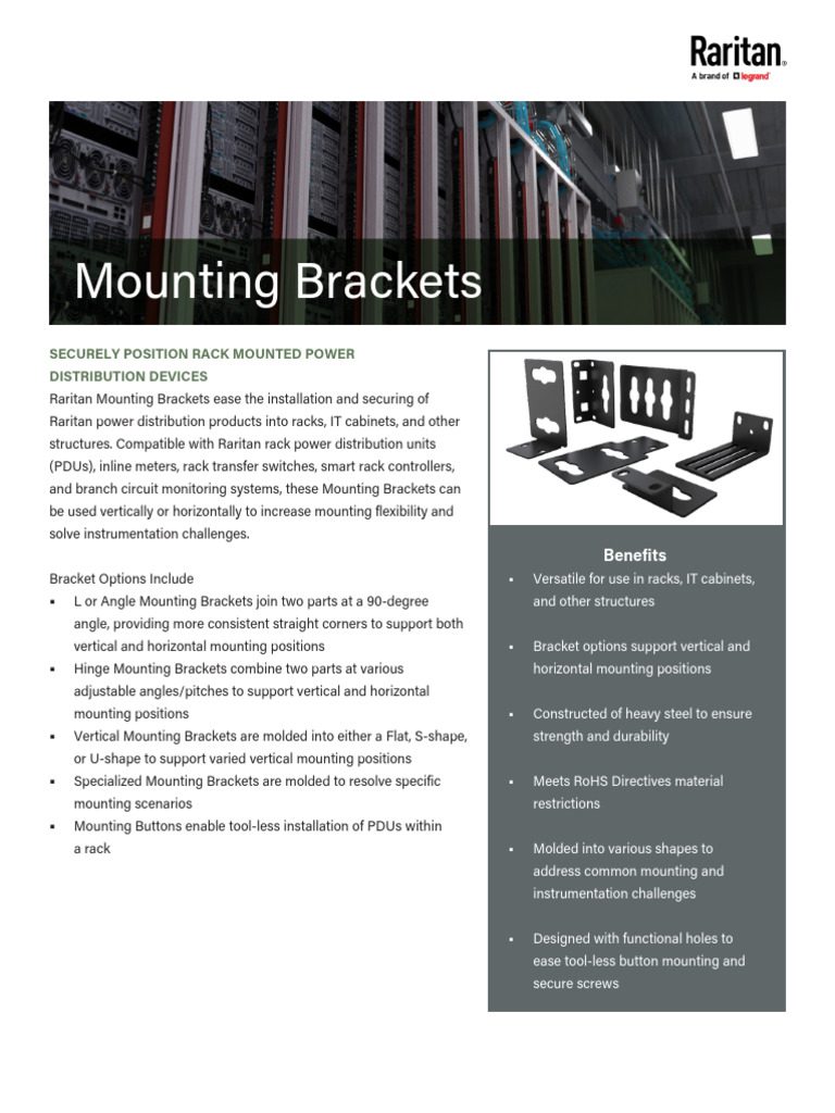 Raritan Rack Mounting Brackets Guide | PDF | Dimension