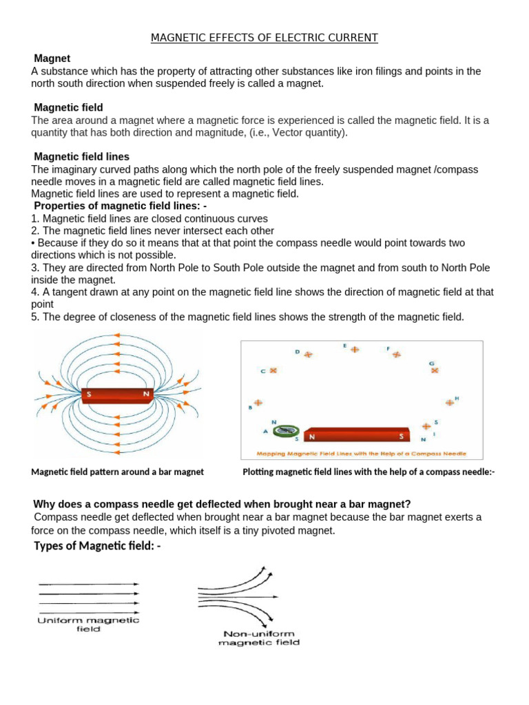 Magnetic Effects of Electric Current Explained | PDF | Magnetic Field ...