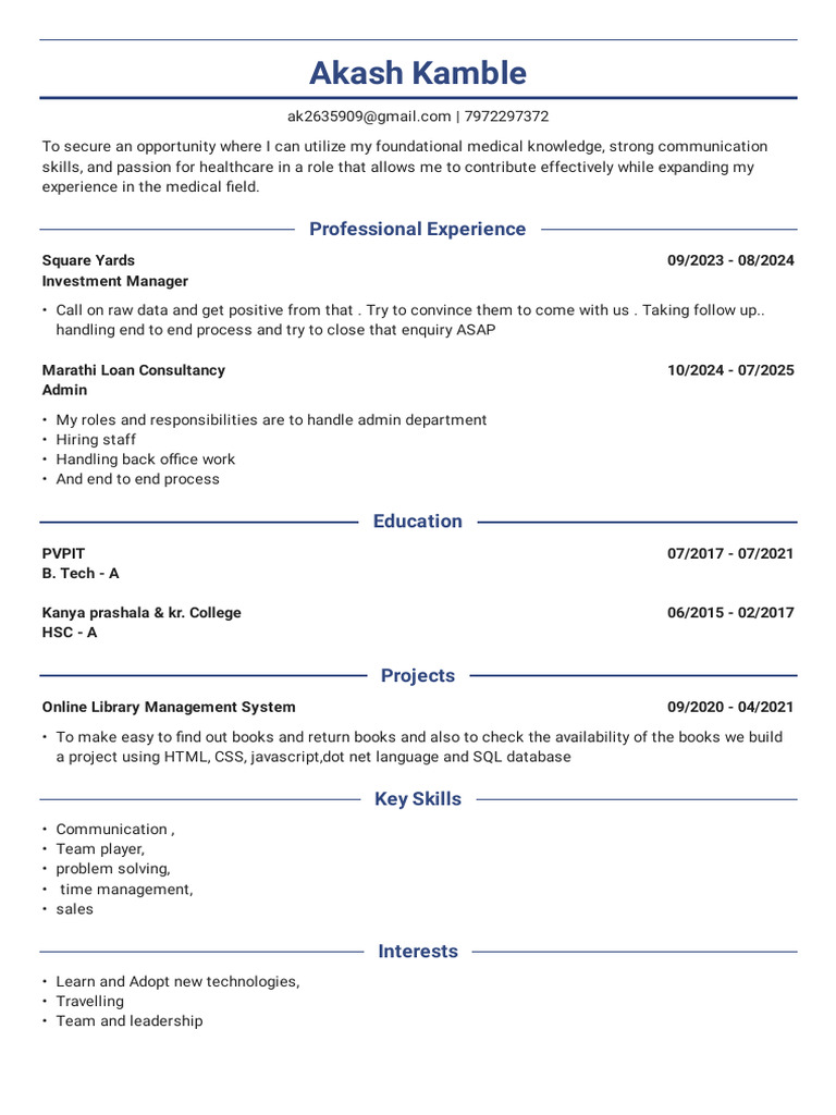  Medical Professional with Admin Experience 