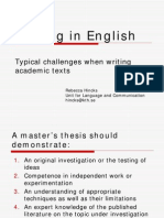 Writing in English: Typical Challenges When Writing Academic Texts