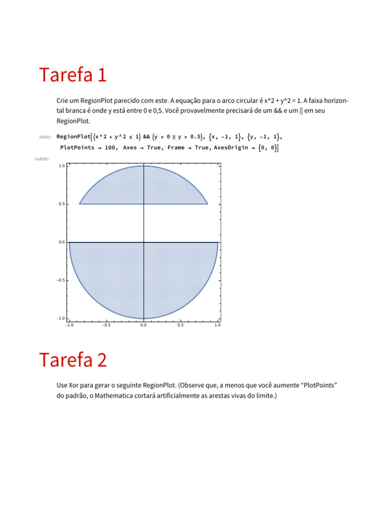 RegionPlot e Funções em Mathematica | PDF