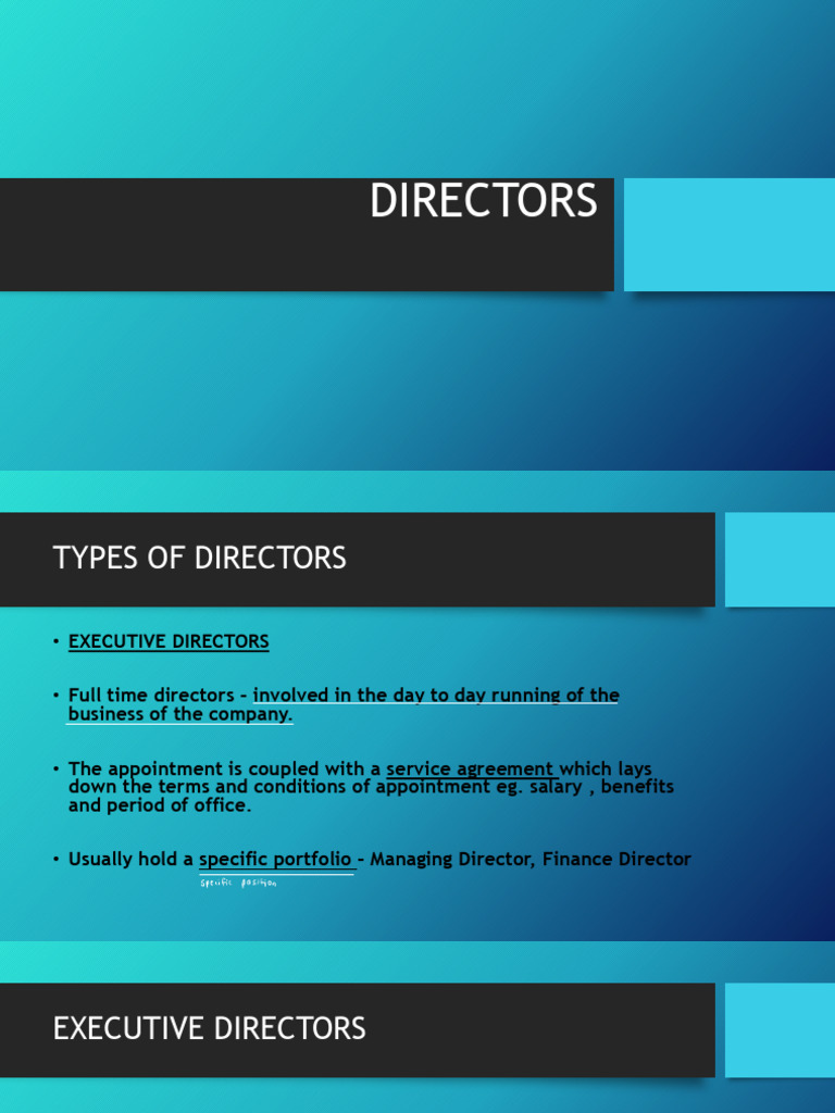 Types and Appointment of Company Directors | PDF | Business | Private Law