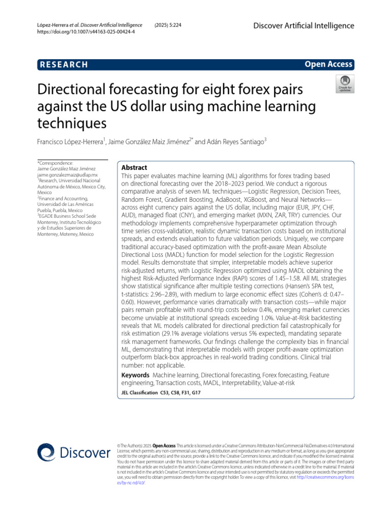 Forex Directional Forecasting with ML | PDF | Machine Learning ...