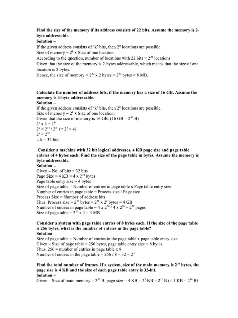 Operating System Numerical Problem With Solutions | PDF