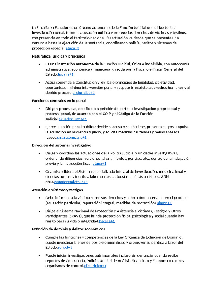 Funciones de la Fiscalía en Ecuador | PDF | Fiscal | Policía