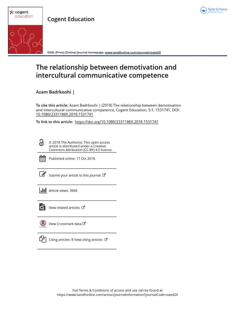 Demotivation and Intercultural Competence | PDF | Communication | Cognition