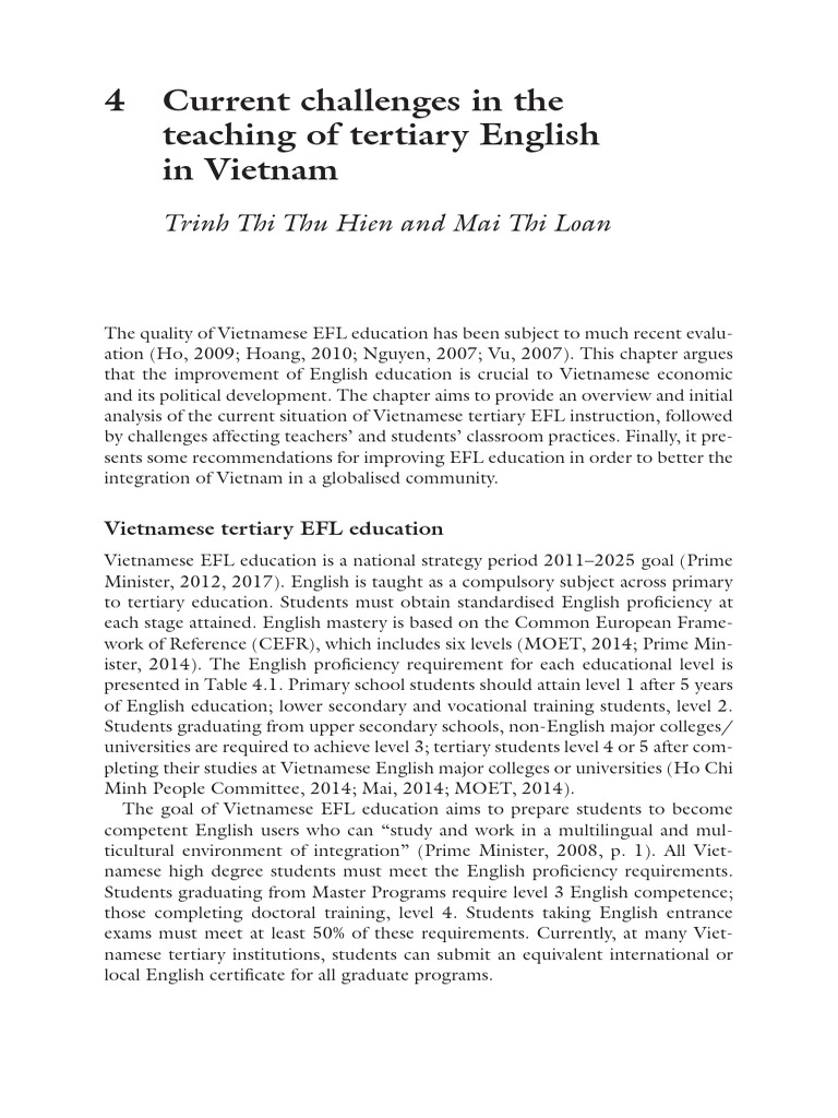 Challenges in Vietnamese Tertiary EFL Education | PDF | English As A ...