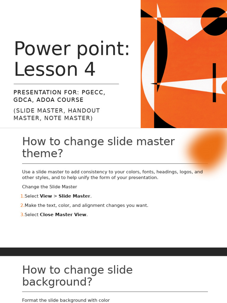 DAY2.3-POWER POINT - Modify Slide Master - Change Presentation Option ...