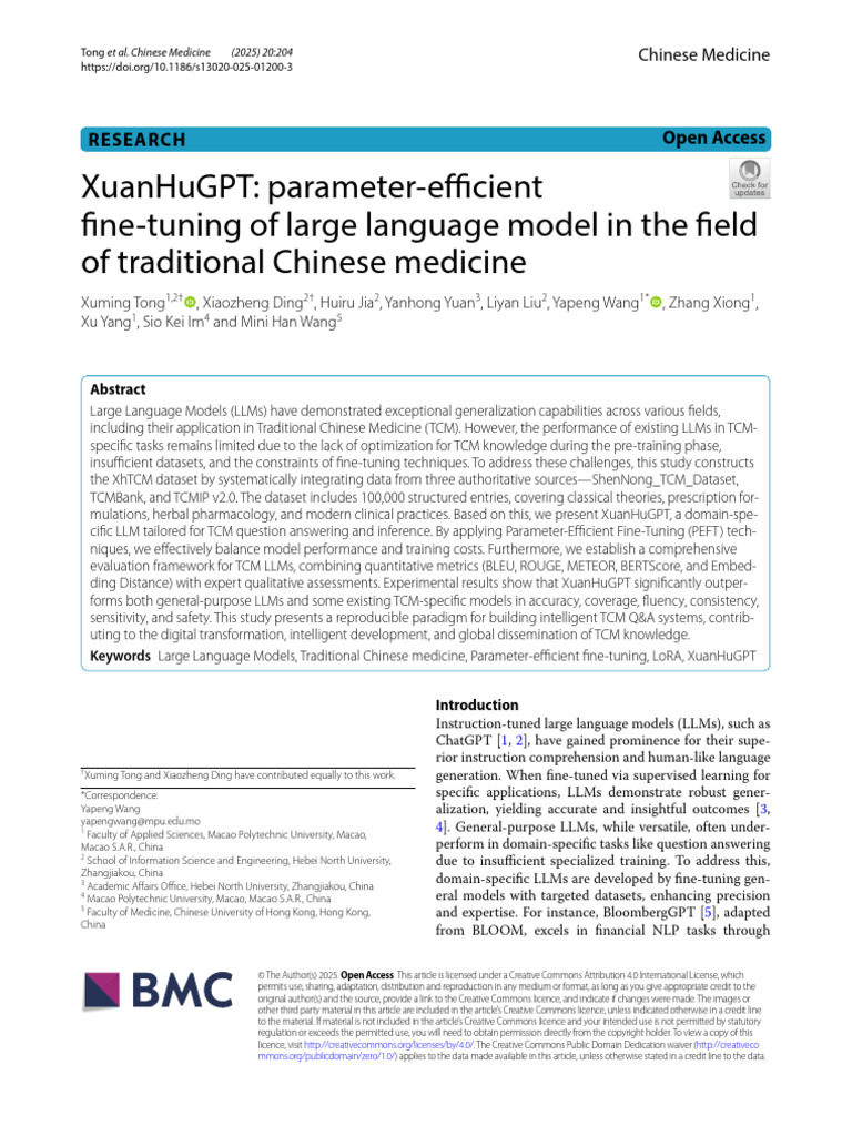 XuanHuGPT: TCM-Focused Language Model | PDF | Traditional Chinese Medicine