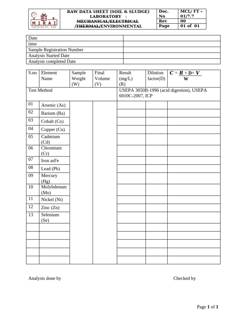 FT 01 7.7 Total Metals | PDF