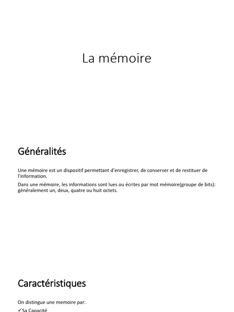 Guide complet sur les mémoires informatiques | PDF | Mémoire vive ...