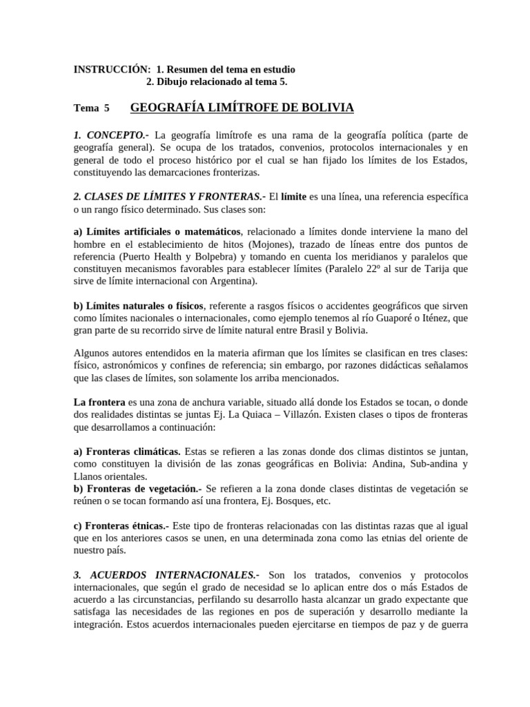 Tema 5 Geografia Limitrofe de Bolivia | PDF