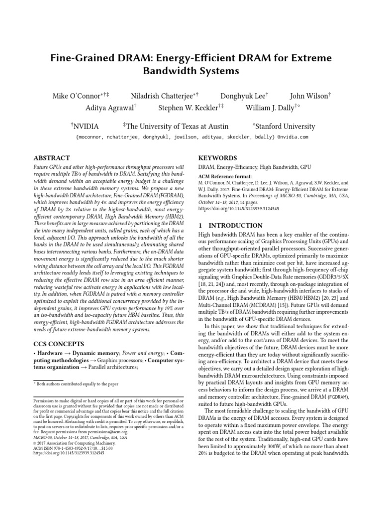 Micro 2017 Fine Grained Dram | PDF | Dynamic Random Access Memory ...