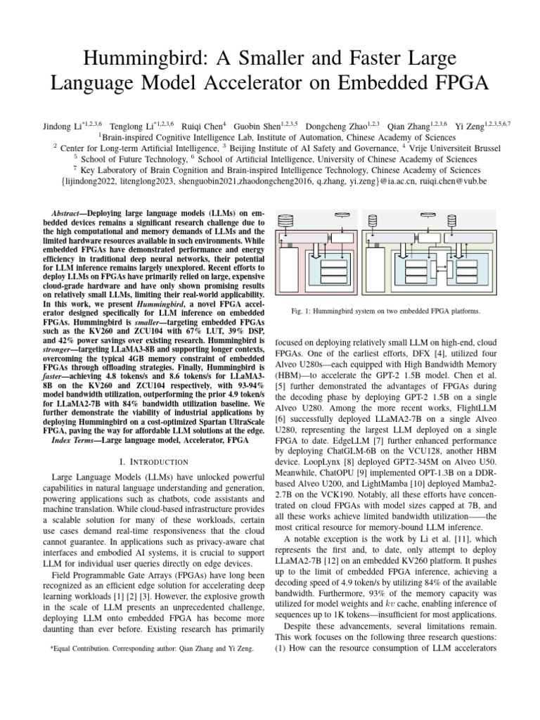 Hummingbird: FPGA LLM Accelerator | PDF | Field Programmable Gate Array ...
