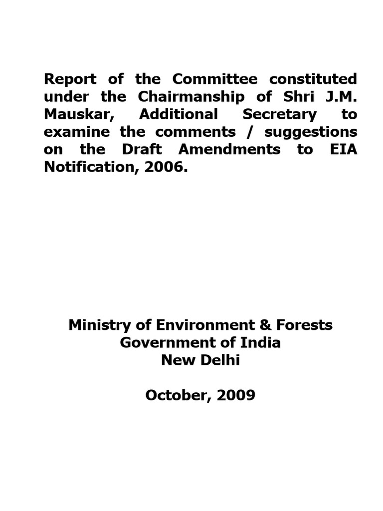 EIA Notification 2006 Amendments Report | PDF | Environmental Impact ...