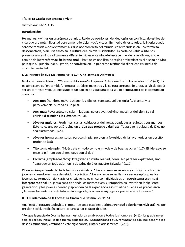 La gracia de Dios nos enseña a vivir | PDF | Cristo (título) | Gracia ...