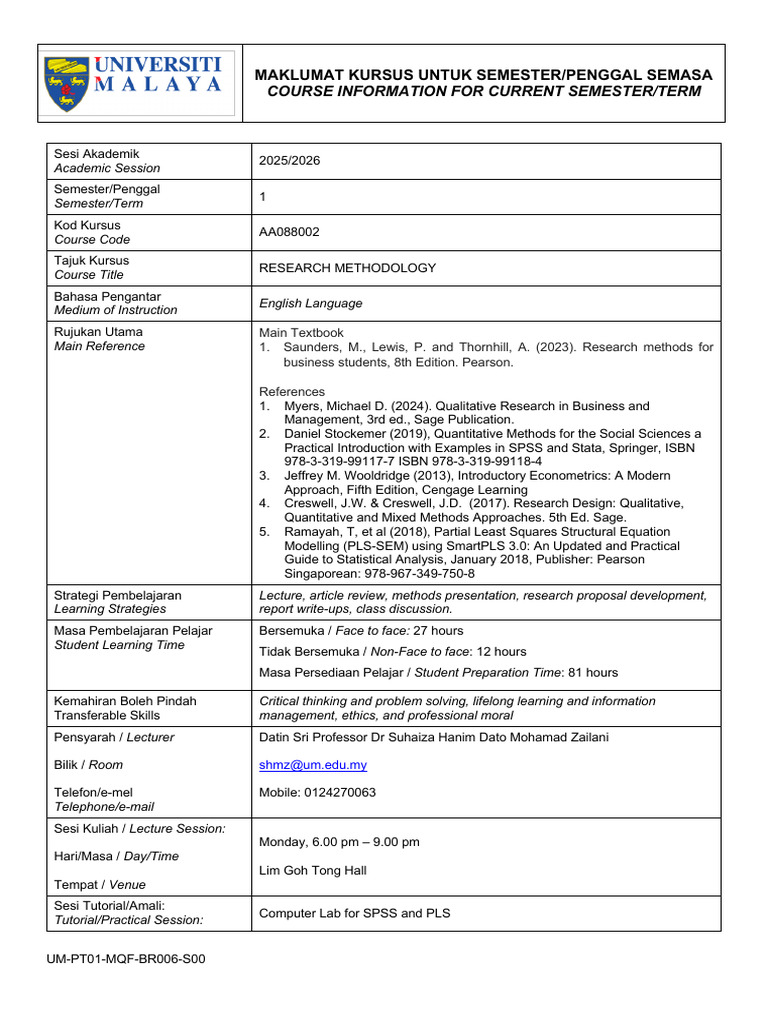 Research Methodology Course Details | PDF | Qualitative Research ...