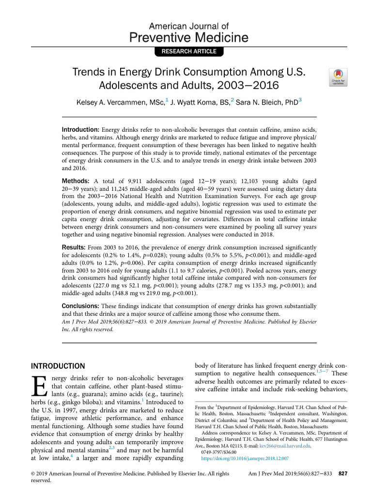 Energy Drink Consumption Trends 2003-2016 | PDF | Caffeine | Drink